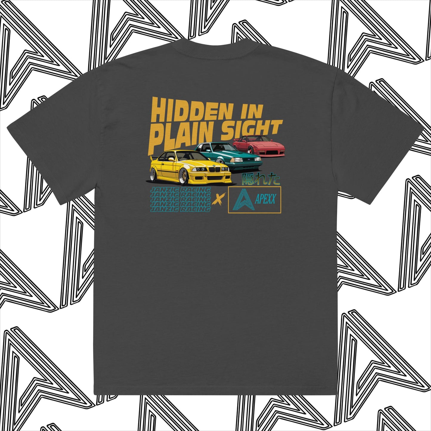 Janzig Racing x Apexx "Hidden in plain sight" Oversized Faded T-shirt