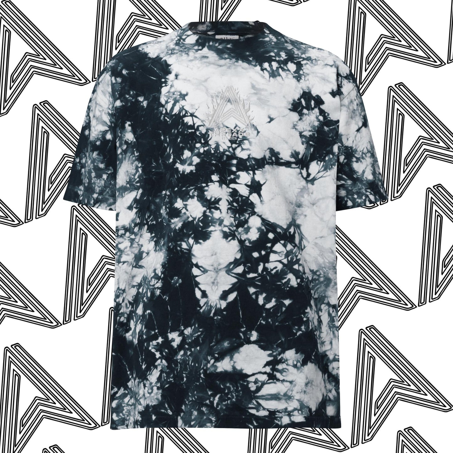 "Apexx Flame" Embroidered Oversized Tie-Dye T-Shirt