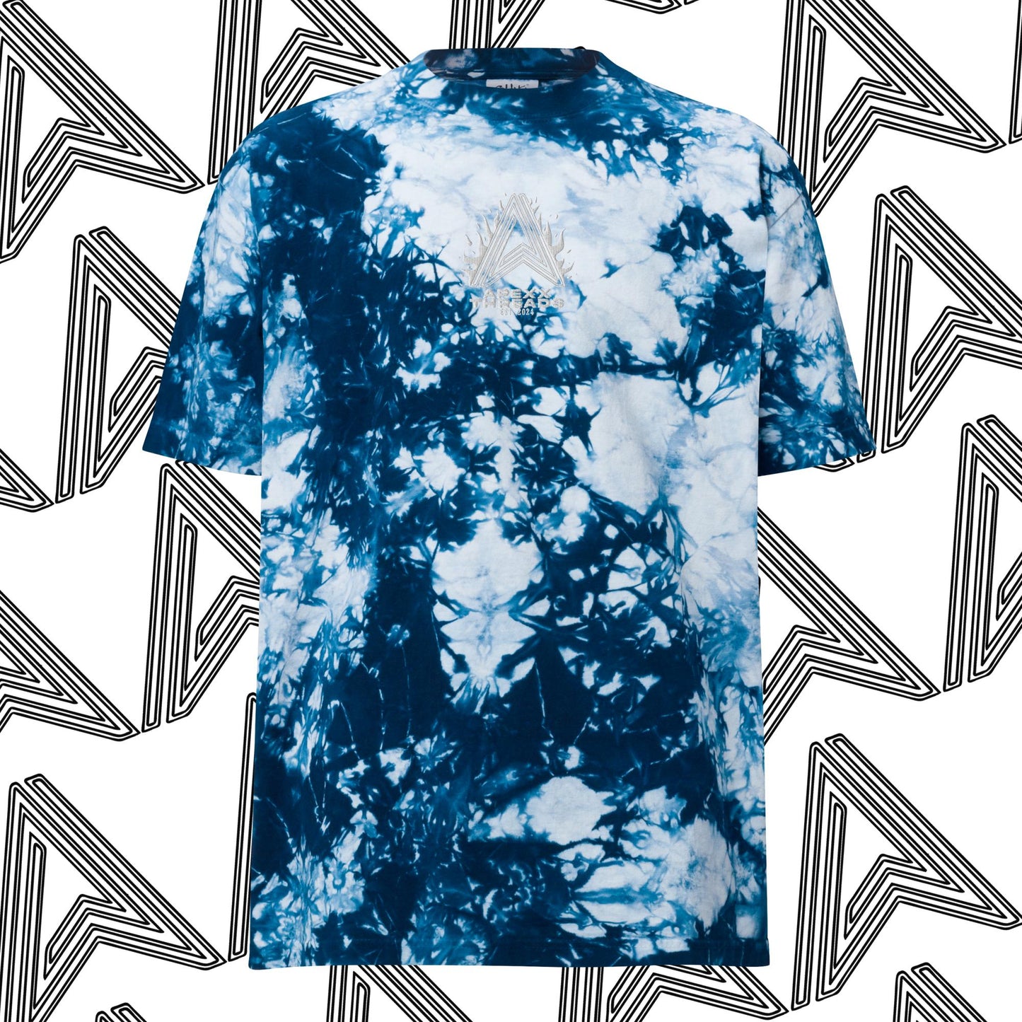 "Apexx Flame" Embroidered Oversized Tie-Dye T-Shirt