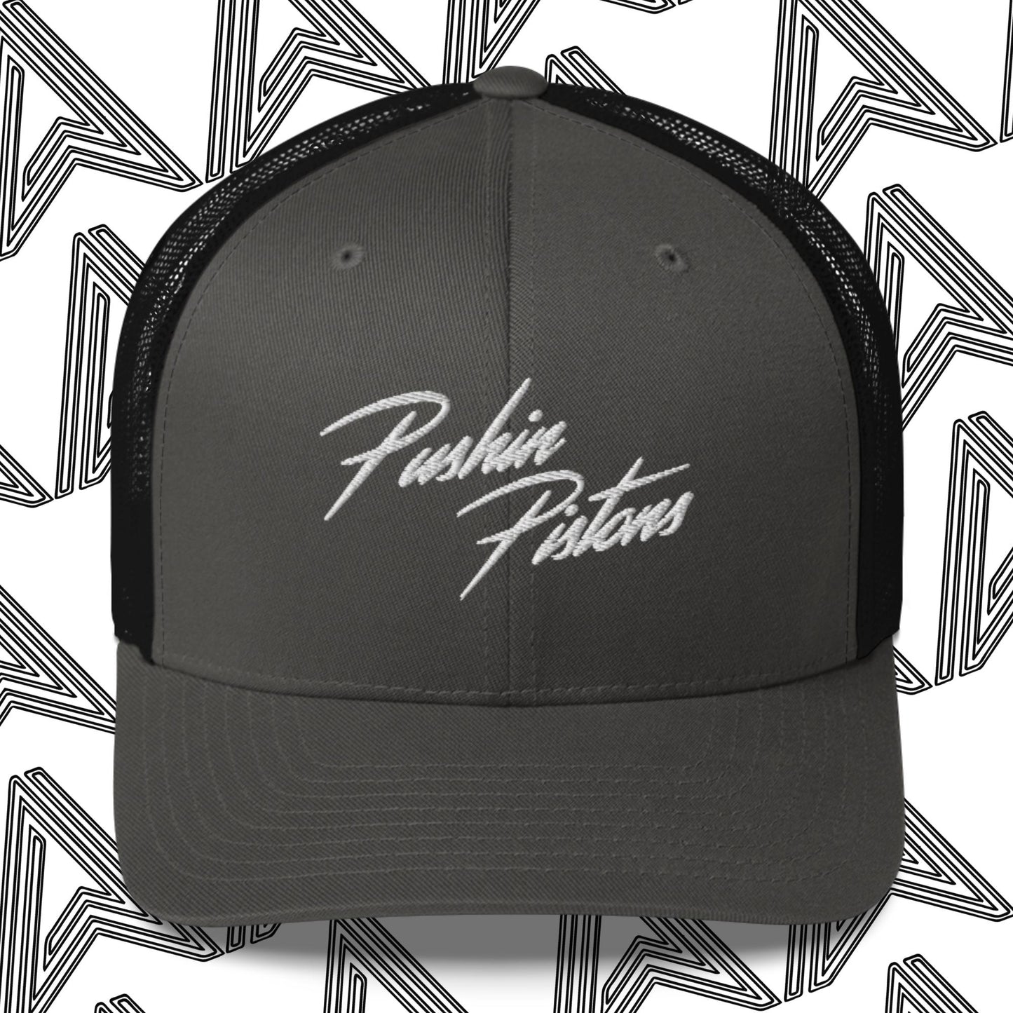 "Pushin Pistons" Embroidered Mesh Trucker Cap