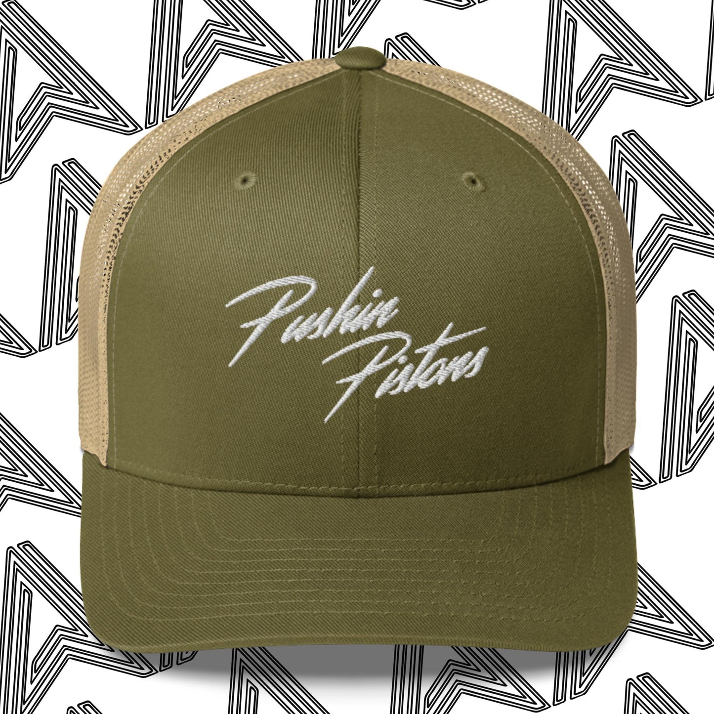 "Pushin Pistons" Embroidered Mesh Trucker Cap