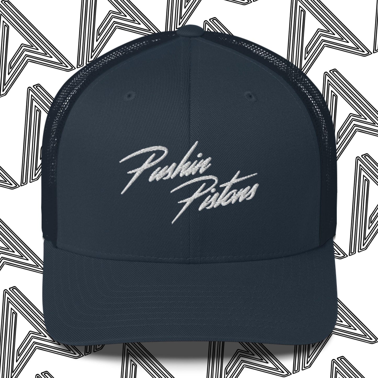 "Pushin Pistons" Embroidered Mesh Trucker Cap