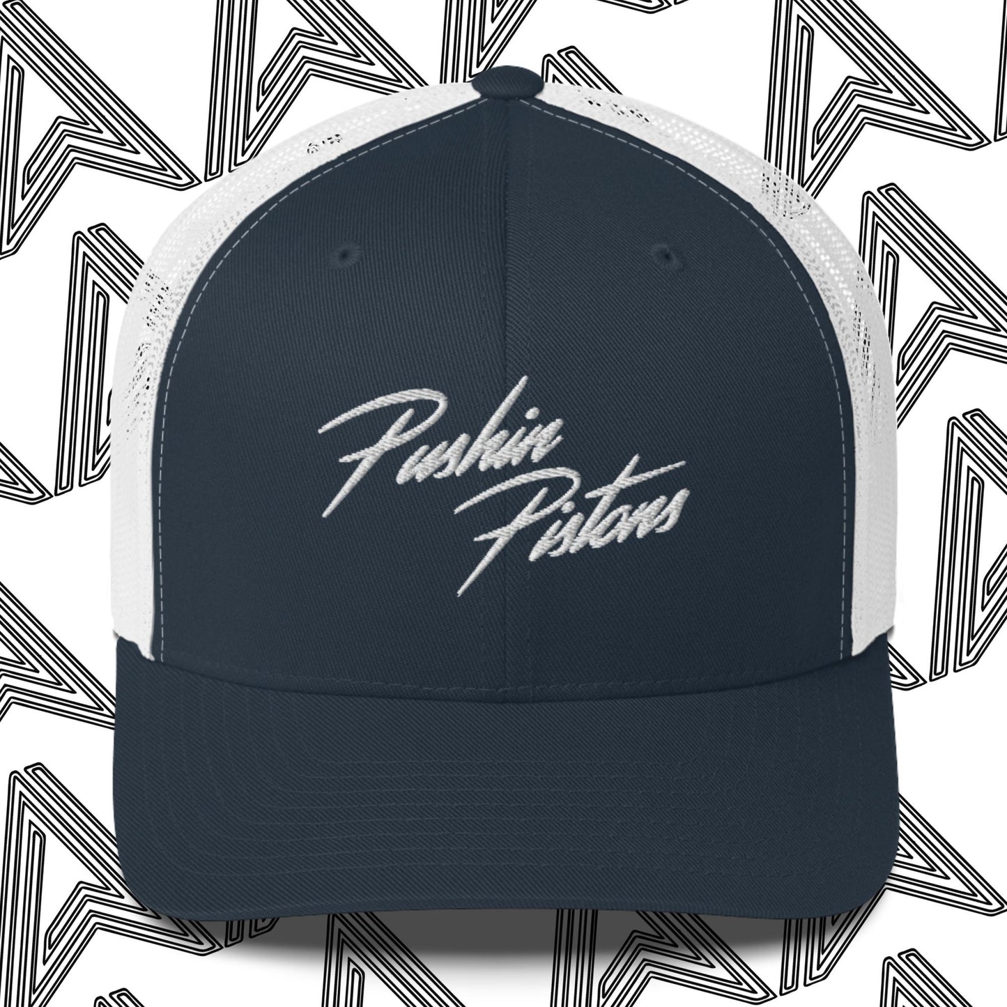 "Pushin Pistons" Embroidered Mesh Trucker Cap