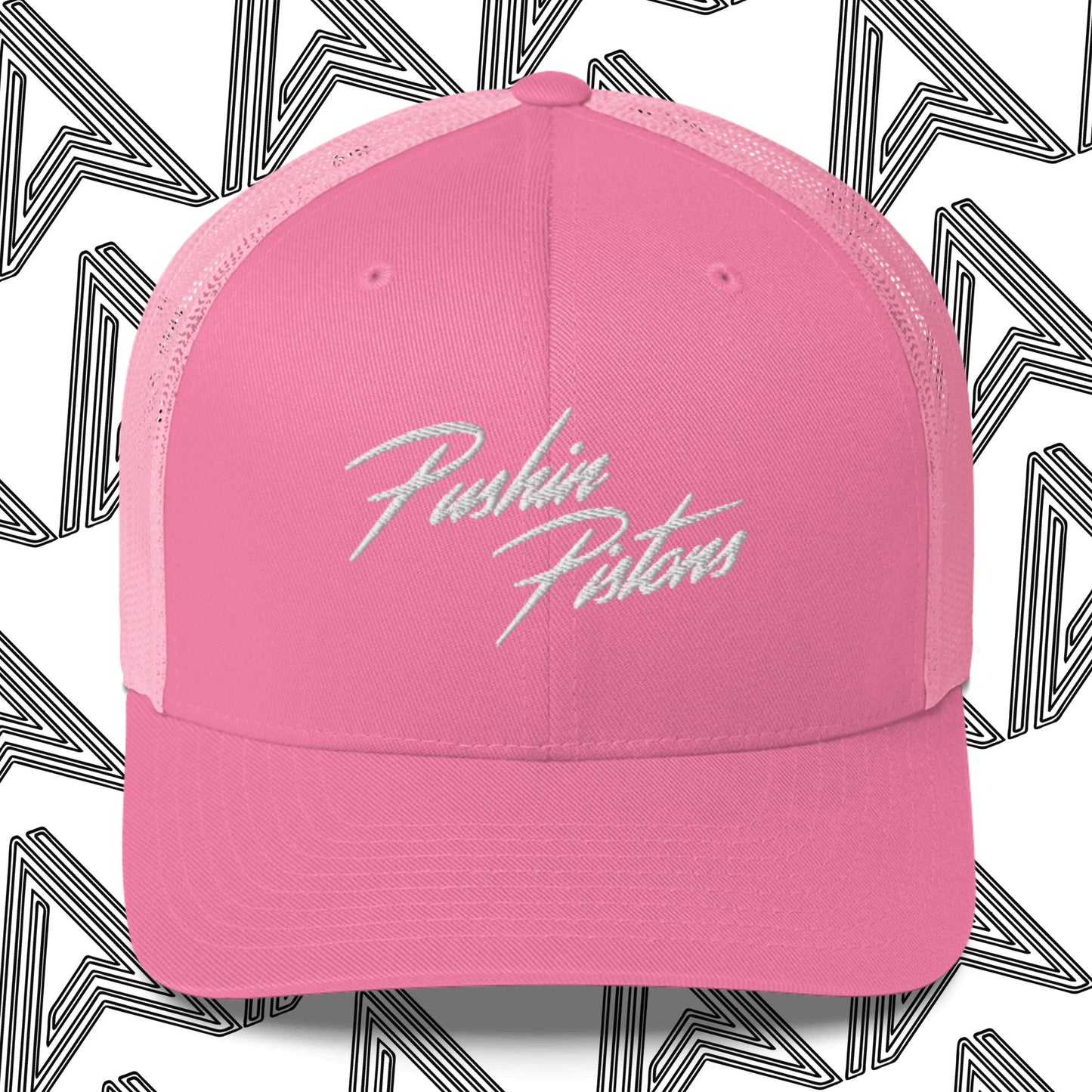 "Pushin Pistons" Embroidered Mesh Trucker Cap