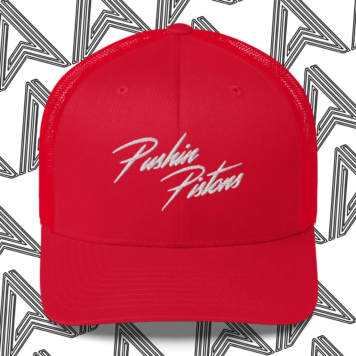 "Pushin Pistons" Embroidered Mesh Trucker Cap